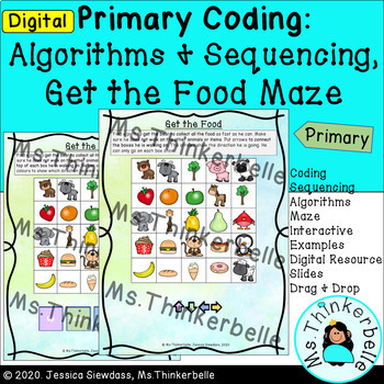 Preview of Digital Primary Coding Food Maze, Algorithms and Sequencing