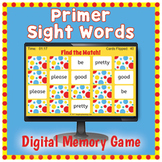 DIGITAL Primer Sight Words Memory Matching Card Game