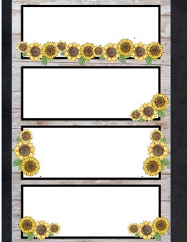 digital print classroom theme country sunflowers name tags tpt