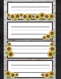 Digital Print * Classroom Theme: Country Sunflowers - Name Tags