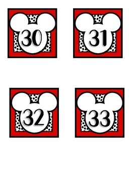 digital print classroom theme disney mickey minnie numbers 30 50