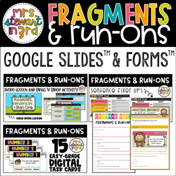Preview of Digital + Print Fragments & Run-ons Grammar Bundle for Google Slides™ & Forms™