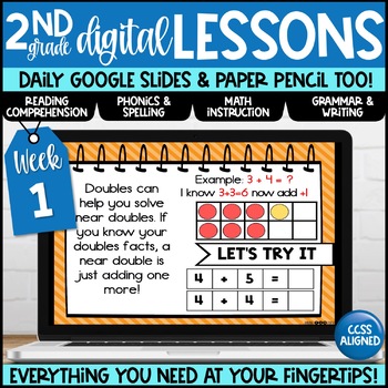 Preview of Digital & Print Lessons & Plans Week 1 | 2nd Grade | Google | Distance Learning