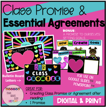 Preview of Digital &  Print : Our Class Promise Templates & Personal Goal Promise