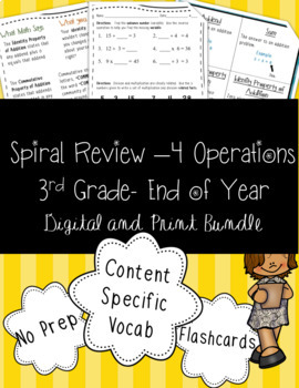 Preview of Digital & Print Spiral Review- 4 operations- Rounding, Inverse Operation, orderi