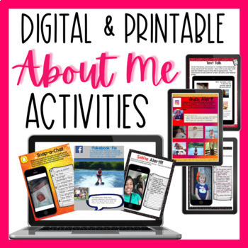Preview of Digital & Printable Back to School About Me Activity Templates -