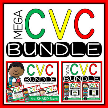 Preview of Digital & Printable CVC Words Mega Bundle CVC Sliders, CVC Boxers & CVC Puzzles