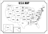 Digital Printable Coloring USA MAP Puzzle, Homeschool Acti