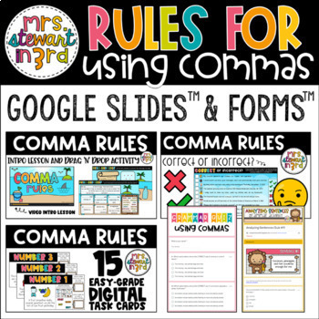 Preview of Digital + Printable Comma Rules Bundle for Google Slides™ & Forms™