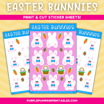 Preview of Digital & Printable Easter Bunny (Boy/Bow Tie) Stickers Sheet!