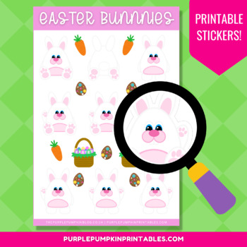 Preview of Digital & Printable Easter Bunny Stickers Sheet!