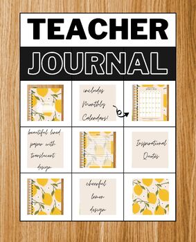 Preview of Digital / Printable Lemon Journal for Teachers, 2024 Calendar, Inspirational