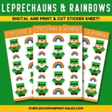 Digital & Printable Leprechauns & Rainbows Stickers for St
