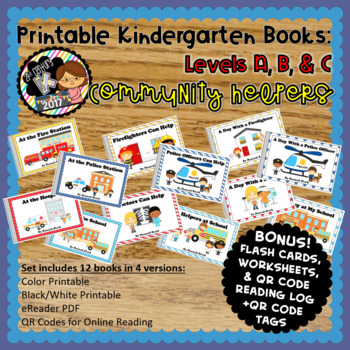 Preview of Digital & Printable Leveled Books - Community Helpers - Levels A, B, & C Bundle