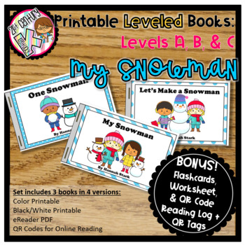Preview of Digital & Printable Leveled Books - Winter Snowman Levels A, B, C