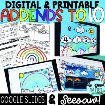 Preview of Digital & Printable - Making 10 - Seesaw & Google Slides