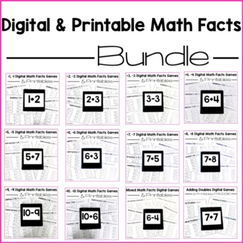 Preview of Digital & Printable Math Facts Bundle (Distance Learning)