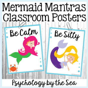 Preview of Digital & Printable Mermaid Mantra Classroom Posters, Creata a Mantra, 9 Pages