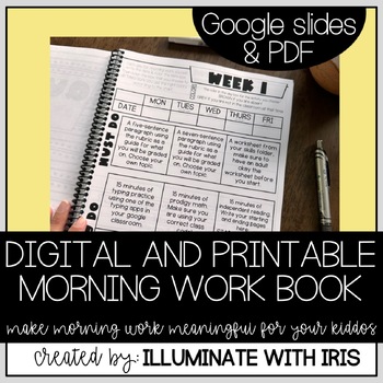 Preview of Digital & Printable Morning work Notebook (PDF & Google Slides)