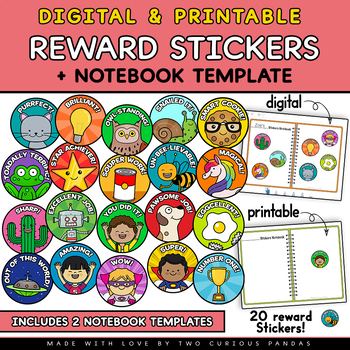 Preview of Digital & Printable Reward Stickers + Notebook template