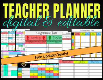 Preview of Digital & Printable Teacher Planner (2019-2020) | Free Yearly Updates!