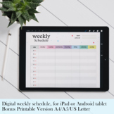 Digital & Printable Weekly Class Schedule, Weekly Class Sc