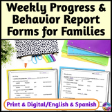 Progress Report Weekly Spanish & English Form - Print & Di