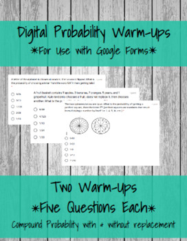 Preview of Digital Probabilty Warm-Ups