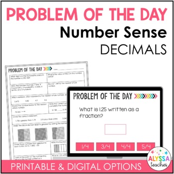 Preview of Decimal Place Value Problem of the Day | Digital and Print