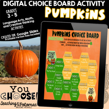 Preview of Digital Pumpkins Reading and Math - Print and Google Slides