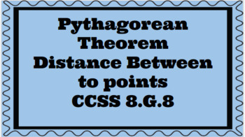 Preview of Digital- Pythagorean Theorem- Find the Distance between points CCSS 8.G.8