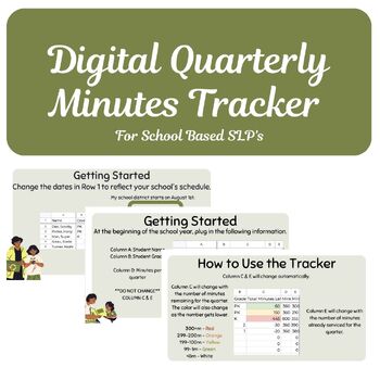 Preview of Digital Quarterly Minutes Tracker for School Based SLPs
