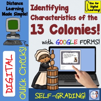 Preview of Digital Quick Check: The 13 Colonies/Distance Learning