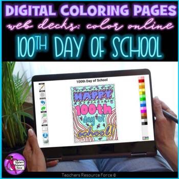 Preview of Digital Coloring Pages - 100th Day of School