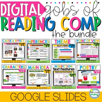 Preview of Digital READING COMPREHENSION SKILLS BUNDLE Google Slides 2nd & 3rd Grade