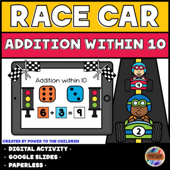 Preview of Digital Race Car Addition within 10 | Dice | Facts to 10