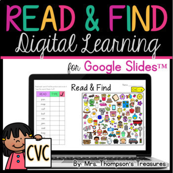 Preview of Digital Read & Find CVC for Google Slides™ (Distance Learning)