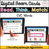 Digital Read, Think, Match Boom Cards: CVC Words
