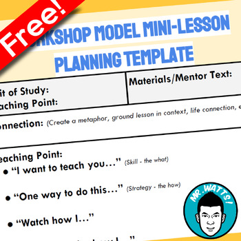 Preview of Digital Readers Workshop Model Mini Lesson Template
