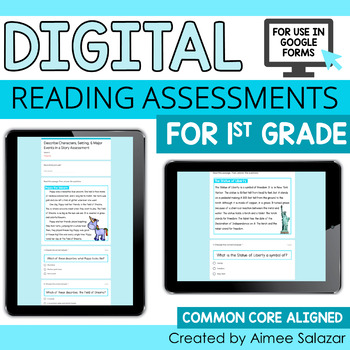 Preview of Digital Reading Assessments for First Grade / Distance Learning