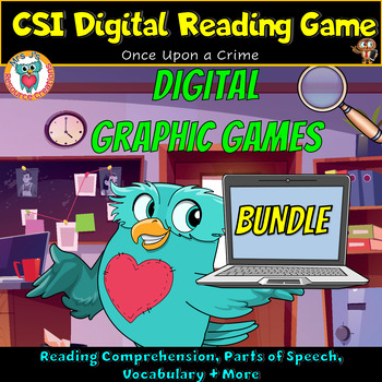 Preview of Digital Reading Comprehension Mysteries Bundle- Once Upon a Crime Graphic Games