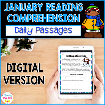 Preview of Digital Reading Comprehension Passages & Questions for January