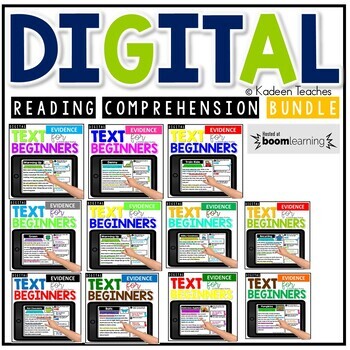Preview of Digital Reading Comprehension Text Evidence for Beginners Boom Cards™-BUNDLE