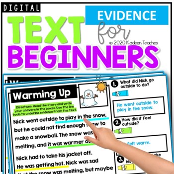 Preview of Digital Reading Comprehension Text Evidence for Beginners-JANUARY Boom Cards™