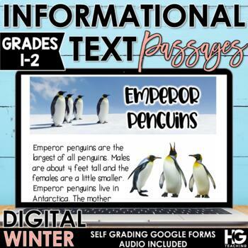 Preview of Digital Reading Comprehension WINTER Informational Text | Snow, Penguins