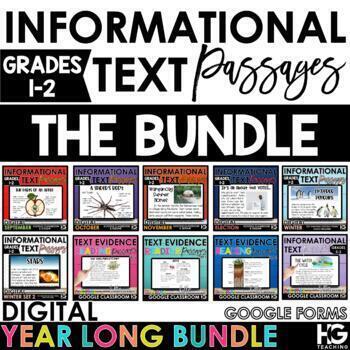 Preview of Digital Reading Comprehension Year Long BUNDLE | Nonfiction | Informational Text