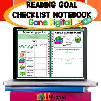 Preview of Digital Reading Goal Setting Notebook | Reading Goal Setting Sheets for Students