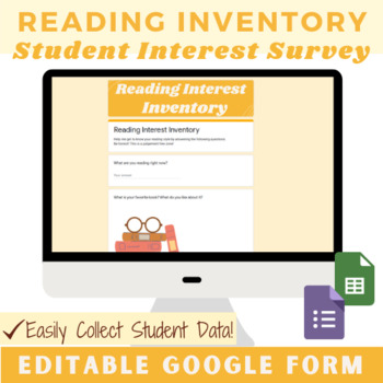 Preview of Digital Reading Interest Inventory & Goal Setting | EDITABLE Google Form