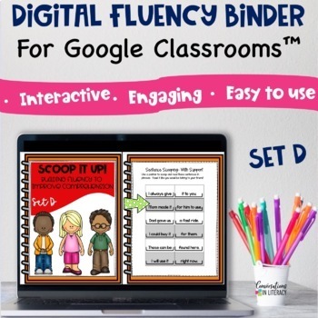 Preview of Digital Reading Intervention Fluency Passages & Reading Comprehension Set D