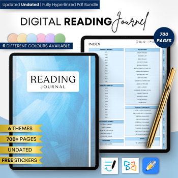 Preview of Digital Reading Journal for IPad, Goodnotes Planner, Reading Planner, Hyperlink